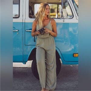 PrAna Fernie Wide Leg Jumpsuit Sweet Agave Modal Size S